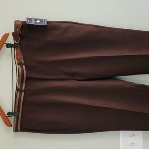 New Vintage Brown Farah 100% Polyester Pants sz 42x32 w/ Belt leisure suit NWT